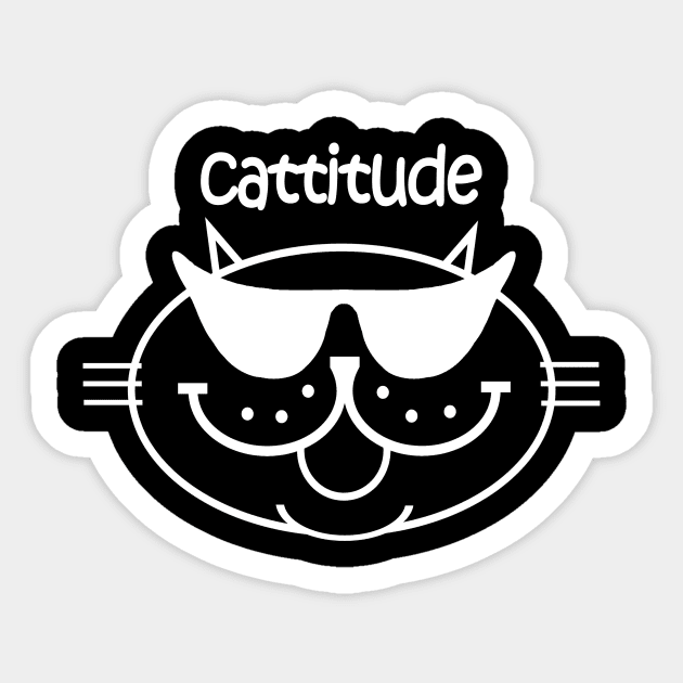 Cattitude 2 - White Outline Sticker by RawSunArt